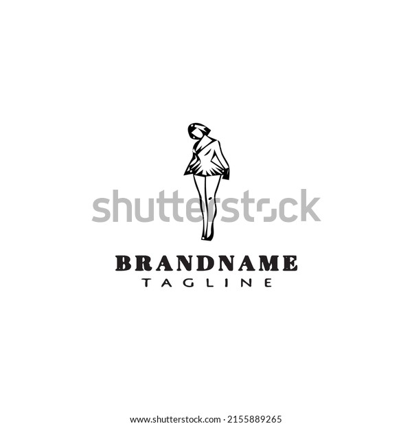 french maid logo cartoon design template icon\
black modern isolated\
vector
