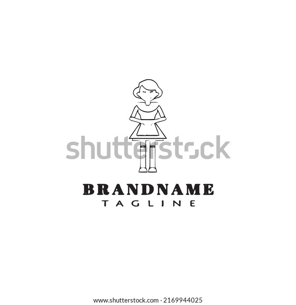 french maid logo cartoon design template icon\
black modern isolated\
vector