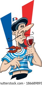 French Man Drinking Red Wine