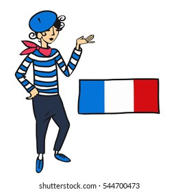 French man with flag of France