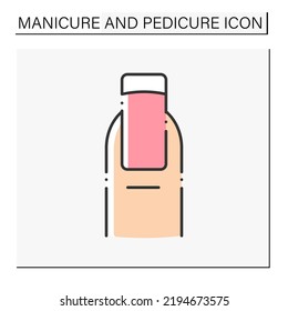 Französisches Manikürfarbensymbol. Klassische Nagelform mit Aktbezug. Maniküre und Pediküre Konzept. Einzelne Vektorgrafik