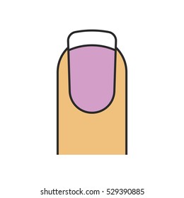 French manicure color icon. Woman nail with purple and white polish. Isolated vector illustration