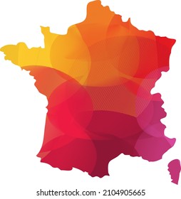 French map. Colorful vector illustration.