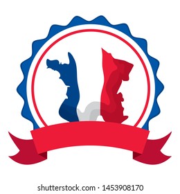 french map flag happy bastille day flat design vector illustration