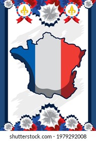 Landesbanner mit französischer Kartenflagge
