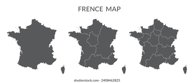 French map set with grey color