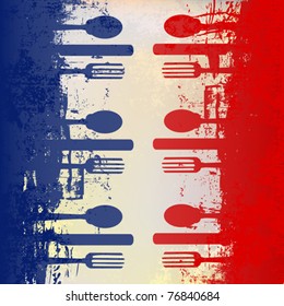 French Menu Vector template over a flag of France