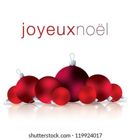 French Merry Christmas bauble card in vector format.