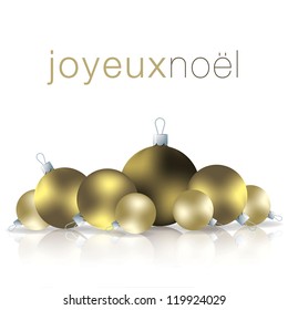 French Merry Christmas bauble card in vector format.