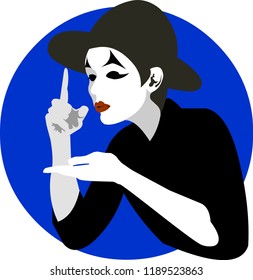 French mime character flat style vector illustration isolated