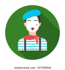 French mime icon in flat style isolated on white background. France country symbol stock vector illustration.