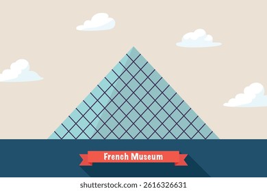 French museum pyramid icon. Vector illustration