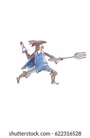 French musketeer with fork