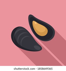 French mussels icon. Flat illustration of french mussels vector icon for web design