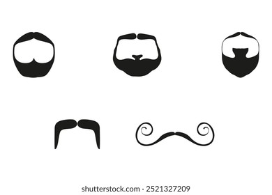 bigode francês. conjunto de bigodes franceses diferentes isolados sobre um fundo branco.	
