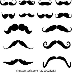 French Mustache Silhouette, Set Of Silhouette Mustache Icon