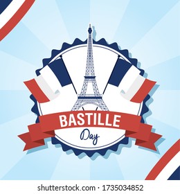 French National Day 14th of July Happy Bastille Day with tower eiffel