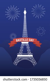 French National Day 14th of July Happy Bastille Day with tower eiffel