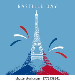 French National Day, 14th of July Happy Bastille Day celebration background.