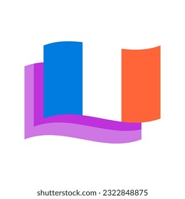 French national flag vector design element. Abstract customizable symbol for infographic with blank copy space. Editable shape for instructional graphics. Visual data presentation component