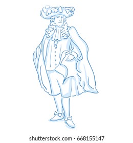 French Nobility Privileged Social Class In Medieval Europe. Duke, Baron, Count. Line Sketch. Stock Vector Illustration