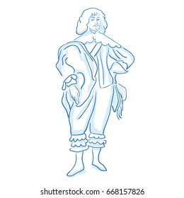 French nobility privileged social class in medieval Europe. Line sketch. Stock vector illustration