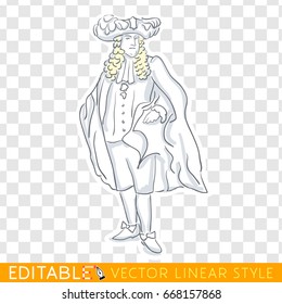 French nobility privileged social class in medieval Europe. Editable line sketch. Stock vector illustration