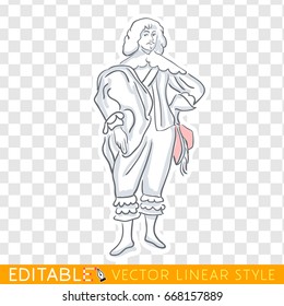 French nobility privileged social class in medieval Europe. Editable line sketch. Stock vector illustration