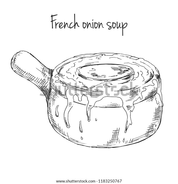 French Onion Soup Vector Illustration Sketch Stock Vector (Royalty Free