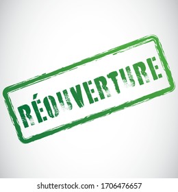 French re opening rubber stamp isolated on a white background