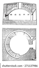 French oven, vintage engraved illustration. Industrial encyclopedia E.-O. Lami - 1875. 