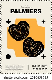 French palmier. Price tag or poster design. Set of vector illustrations. Typography. Engraving style. Labels, cover, t-shirt print, painting.