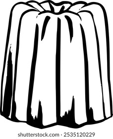 Canélé french Pastry products, Gourmet Desserts and Bakery. Hand drawn vector illlustation on white background