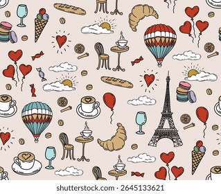 French pattern, Paris sketch illustration
