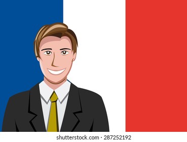 French people front of the flag
