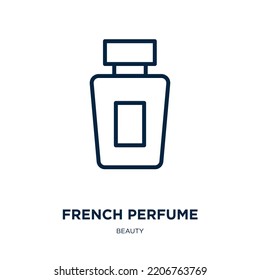 french perfume icon from beauty collection. Thin linear french perfume, french, bottle outline icon isolated on white background. Line vector french perfume sign, symbol for web and mobile