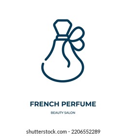 French perfume icon. Linear vector illustration from beauty salon collection. Outline french perfume icon vector. Thin line symbol for use on web and mobile apps, logo, print media.