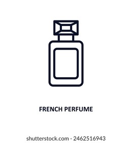icono de perfume francés. Ícono de perfume francés de línea delgada de colección de belleza y elegancia. Vector de contorno aislado sobre fondo blanco. Símbolo de perfume francés editable se puede utilizar Web y móvil