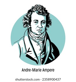 André-Marie Ampère era un físico, matemático y naturalista francés. Ilustración vectorial dibujada a mano.