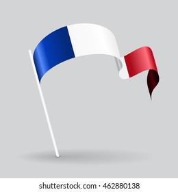 French pin icon wavy flag. Vector illustration.