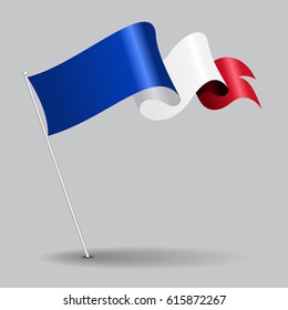 French pin icon wavy flag. Vector illustration.