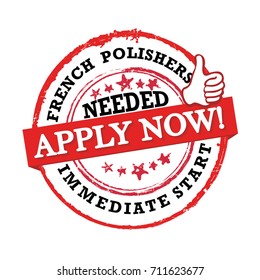 French Polishers needed - red printable sticker for recruitment agencies / human resources companies