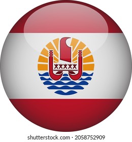 Icono de la bandera del país redondeado de la Polinesia Francesa 3D