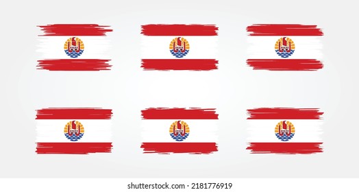 French Polynesia Flag Brush Collection. National Flag
