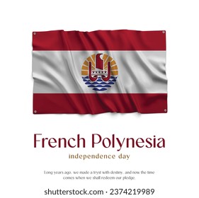 Französisch-Polynesien-Flagge, Feierlichkeiten zum Unabhängigkeitstag. Abstrakte schwenkbare Flagge auf weißem Hintergrund Länderflagge.