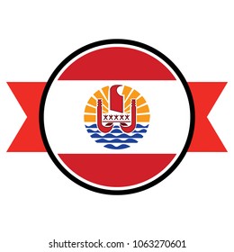 French Polynesia flag in glossy round button of icon. flag logo of French Polynesia emblem isolated on white background, French Polynesia national concept sign, Vector illustration.