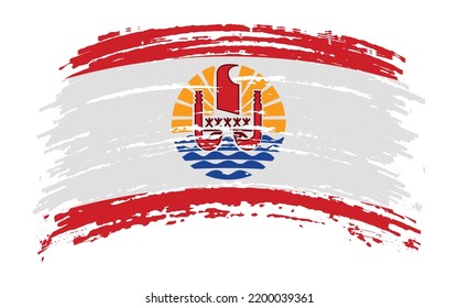 French Polynesia flag in grunge brush stroke, vector image