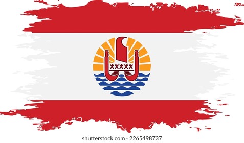 French Polynesia flag grunge brush color image, vector