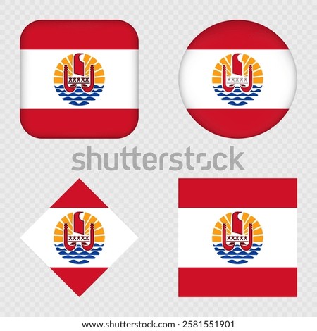 French Polynesia Flag Icons Pack. Vector illustration.