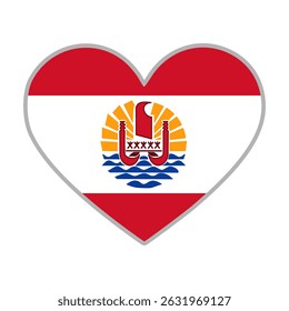 Bandeira da Polinésia Francesa. Bandeira do amor da Polinésia Francesa. Bandeira da Polinésia Francesa em forma de coração. Símbolo de amor. Ilustração vetorial